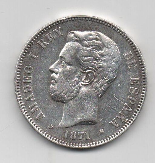 AMADEO I DEL AÑO 1871 *74 DE 5 PESETAS